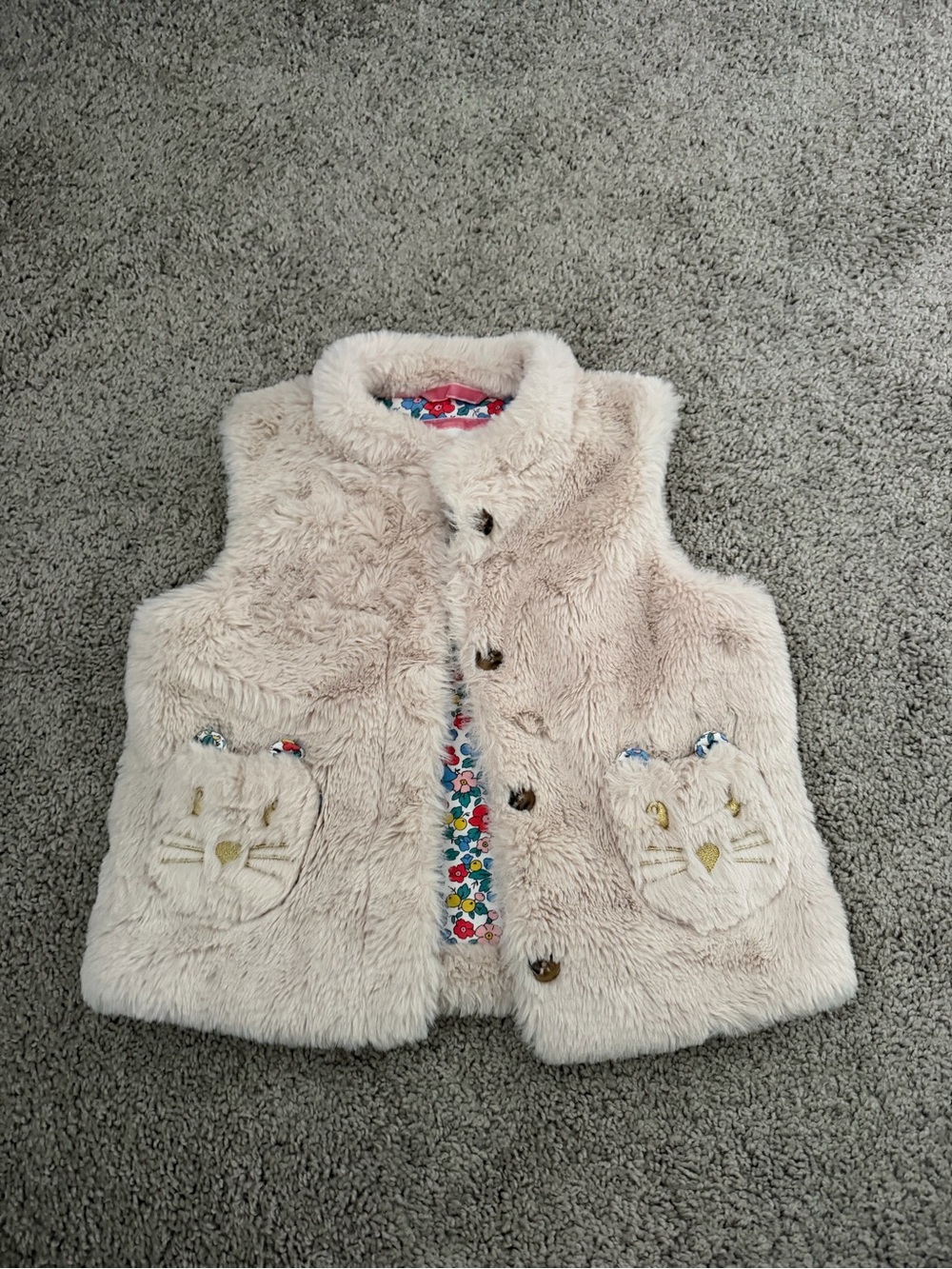 Mini Boden Faux Fur Vest With Cat Pockets Size 5/6 Youth
